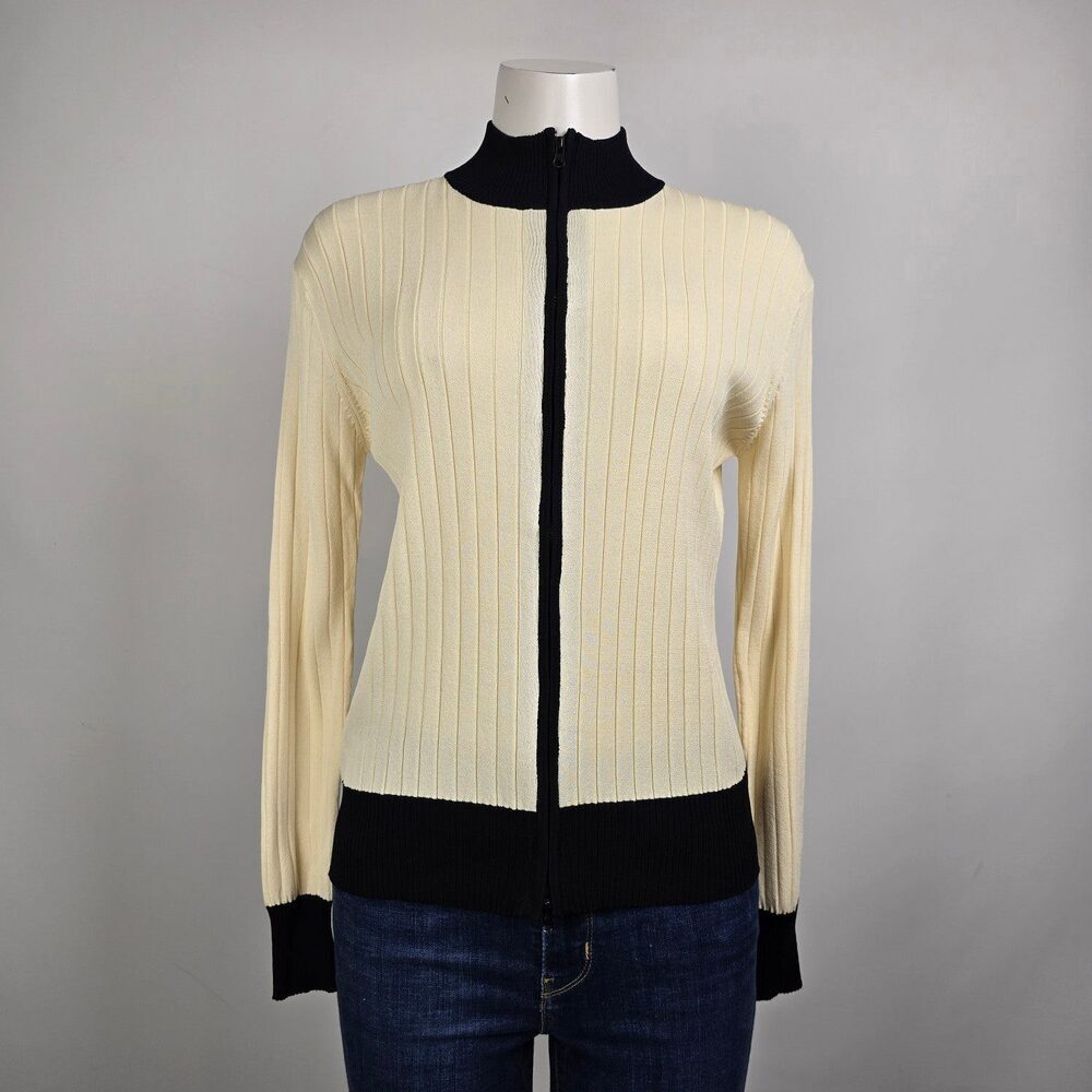 Beutler Swiss Design Cream Zip Up Cardigan Size S/M